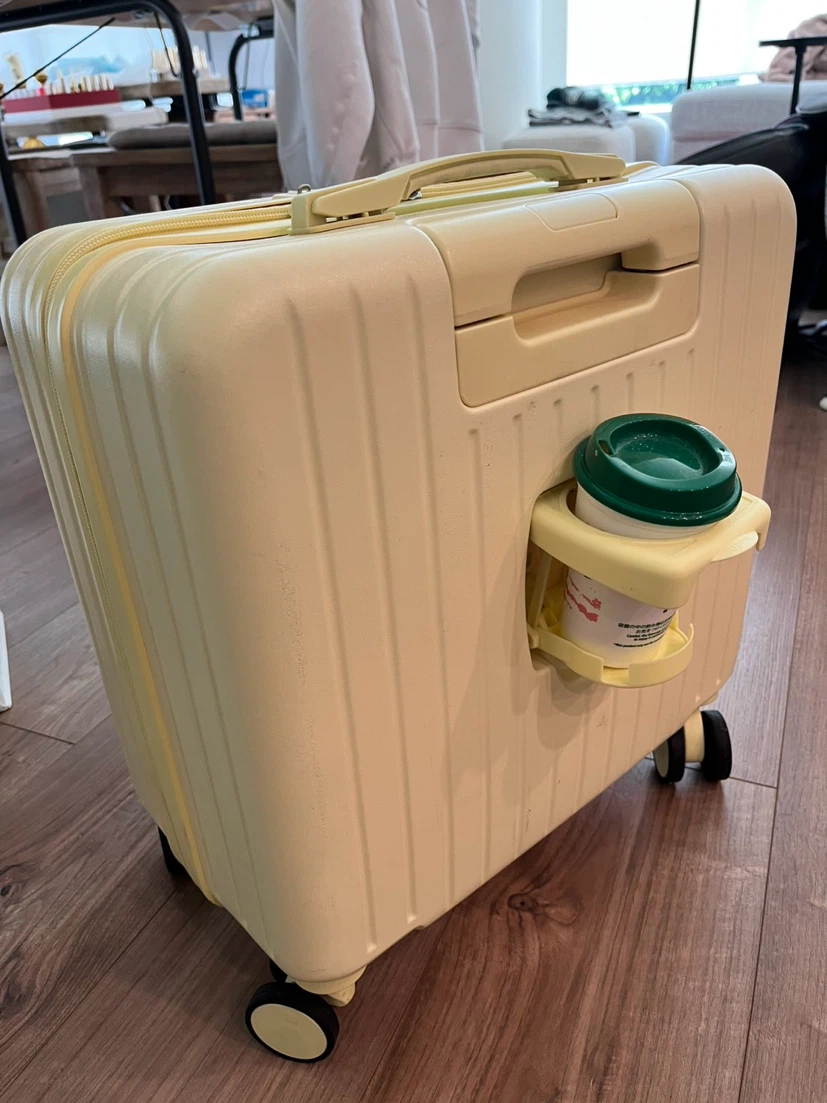Butter yellow carry on suitcase luggage - photo 5
