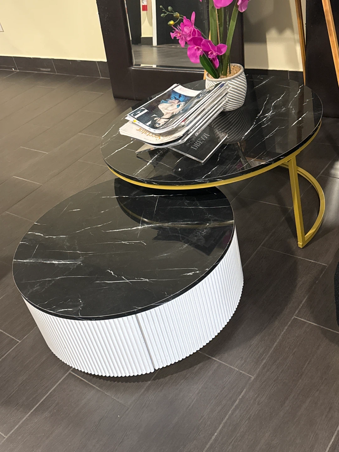 Nesting Coffee Table Set - Faux Marble Top