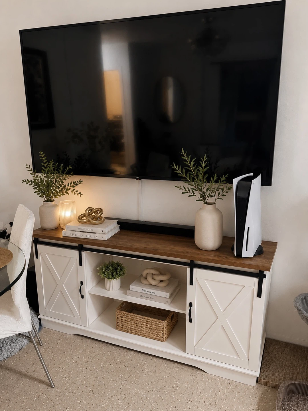 Farmhouse Sliding Barn Door TV Stand