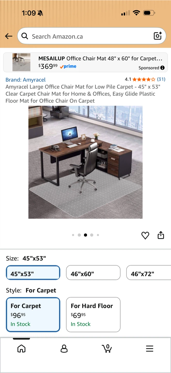 Kuyal Clear Office Chair Mat for Hard Floors
