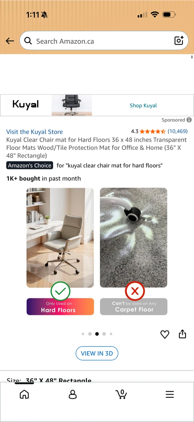 Kuyal Clear Office Chair Mat for Hard Floors - photo 3