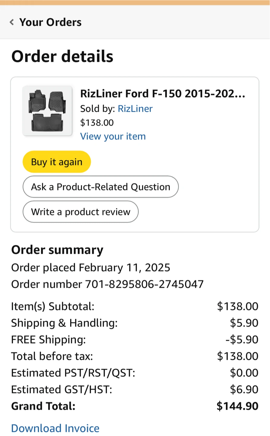 RizLiner Floor Mats for Ford F-150 2015-2020 - photo 4