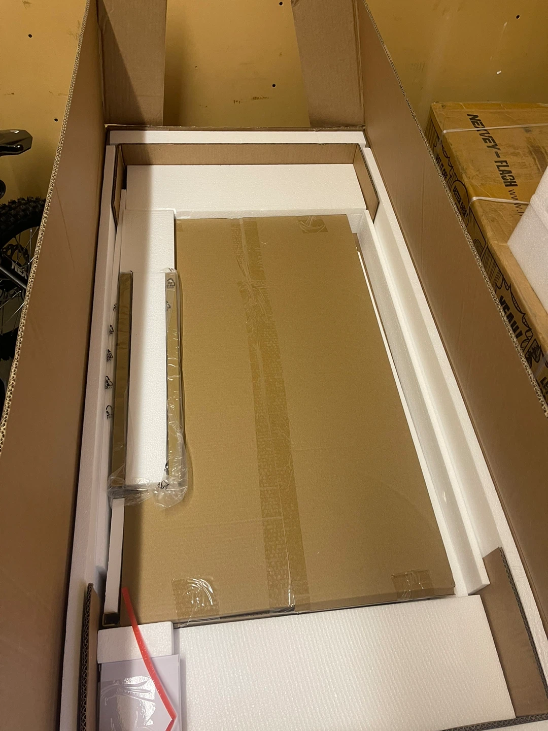 Modern White Coffee Table – Marble-Look MDF | Gold Accent Frame - photo 3
