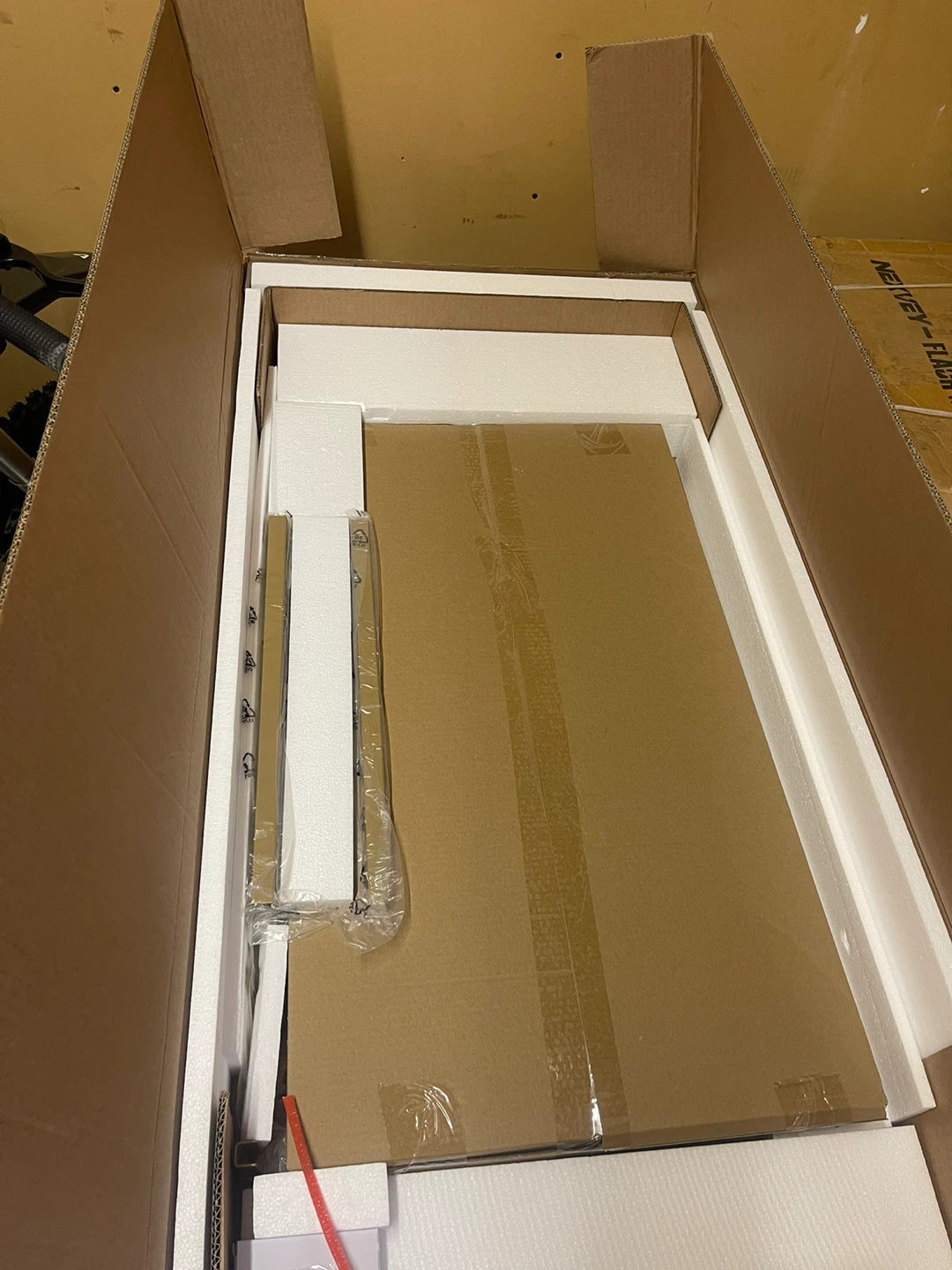 Modern White Coffee Table – Marble-Look MDF | Gold Accent Frame - photo 4