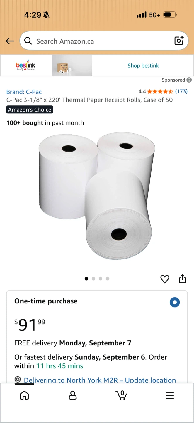 C-Pac Thermal Paper Receipt Rolls, 40Pack