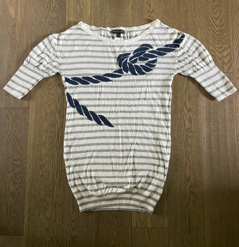 MNG Casual Sportswear Striped Nautical Rope Knit Top Size XS