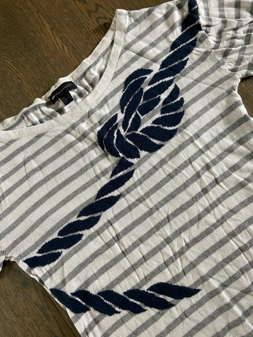 MNG Casual Sportswear Striped Nautical Rope Knit Top Size XS - photo 4