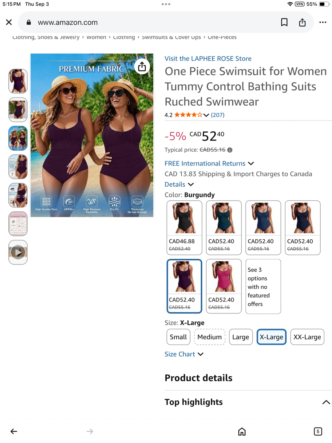 New One Piece classy Ruched Swimsuit - XL