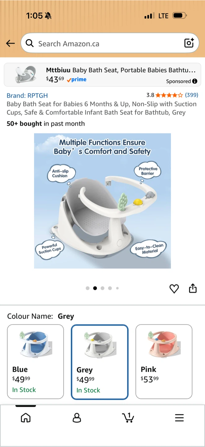 RPTGH Baby Bath Seat - Grey - photo 2
