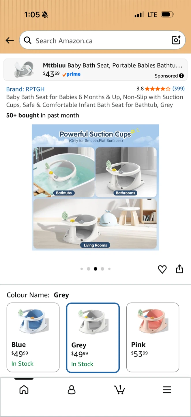 RPTGH Baby Bath Seat - Grey - photo 3