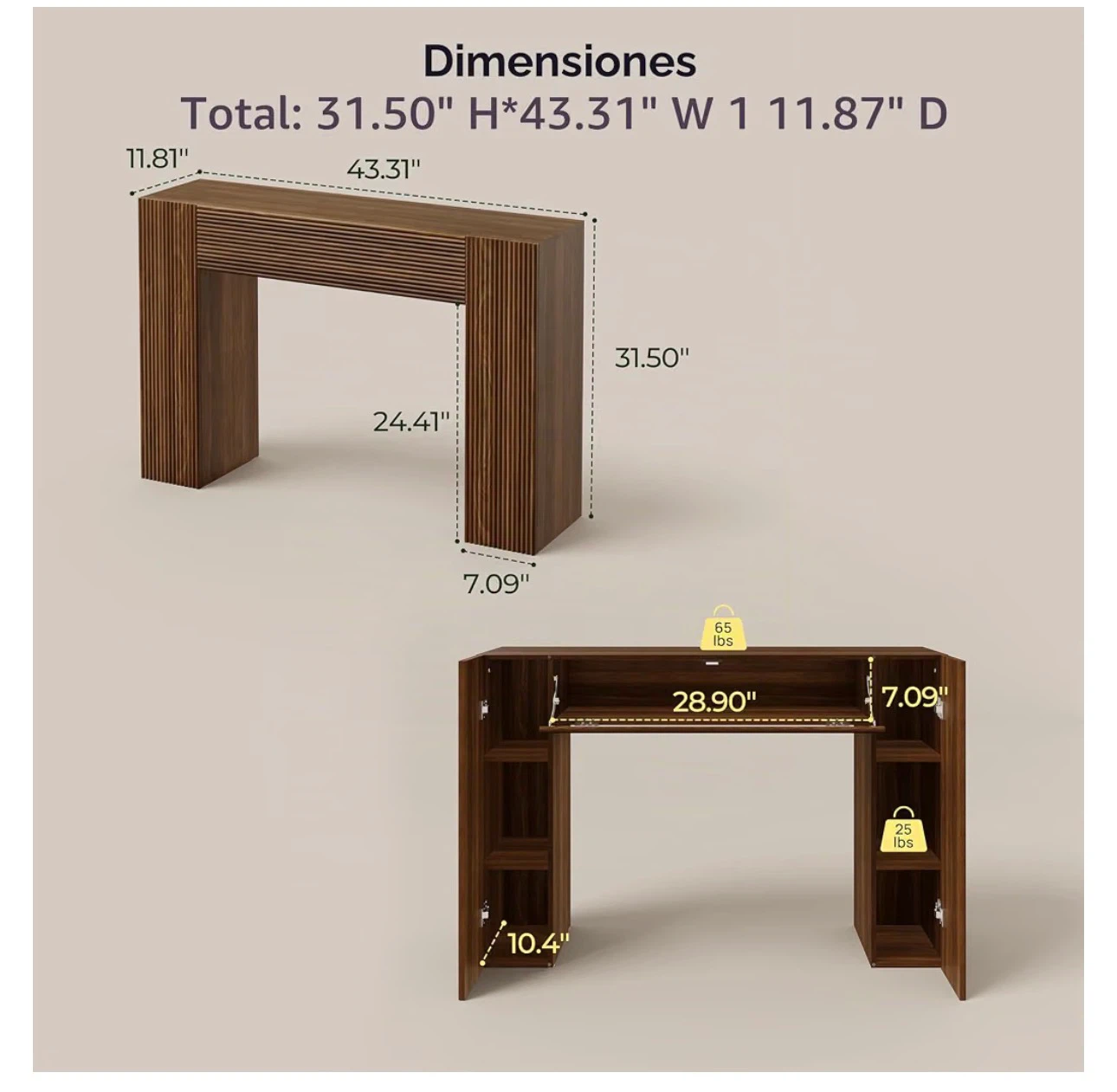 Architectural Fluted Console Table - photo 2