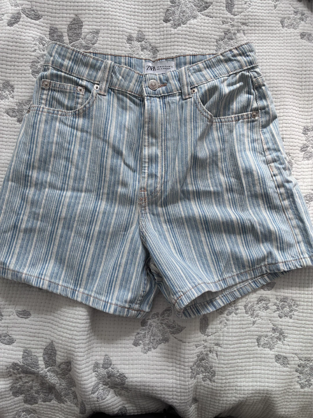 Zara Striped Denim Shorts