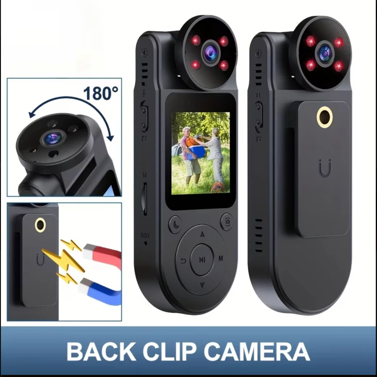 Mini Body Camera with Night Vision & 180° Rotating Lens - photo 3
