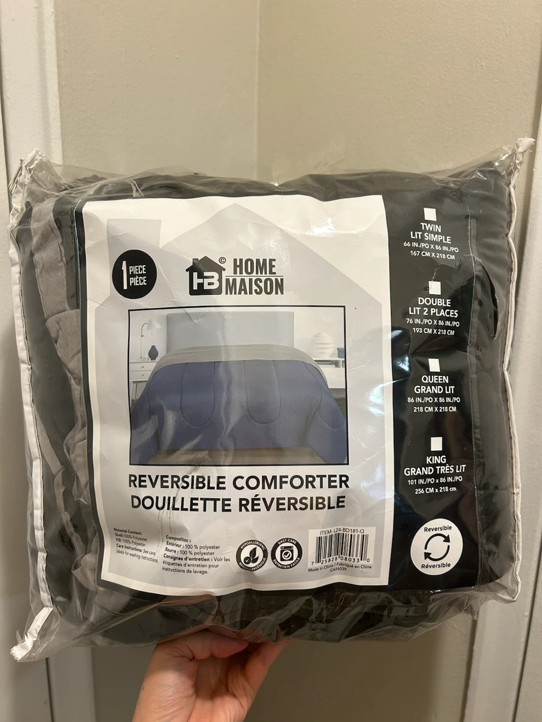 Home Maison Reversible Comforter - King Size (Black/Grey)
