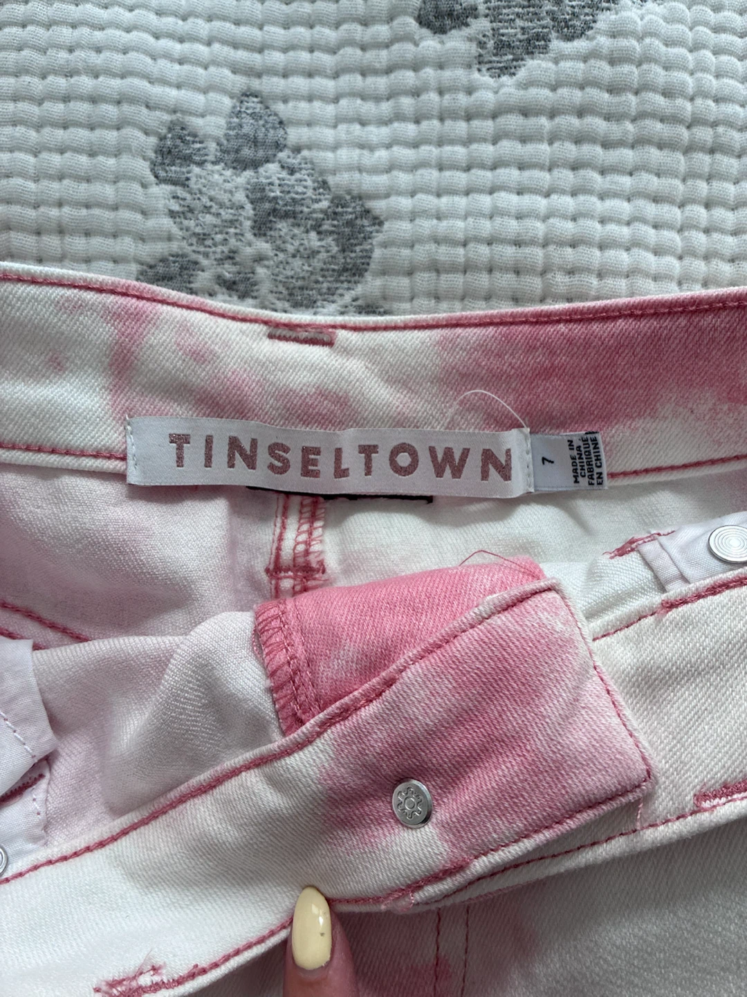 Pink and White Denim Mini Skirt - photo 3