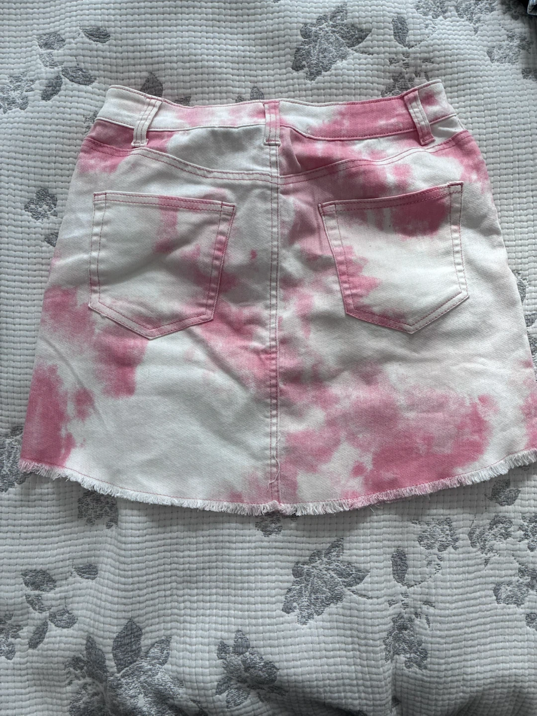 Pink and White Denim Mini Skirt - photo 2