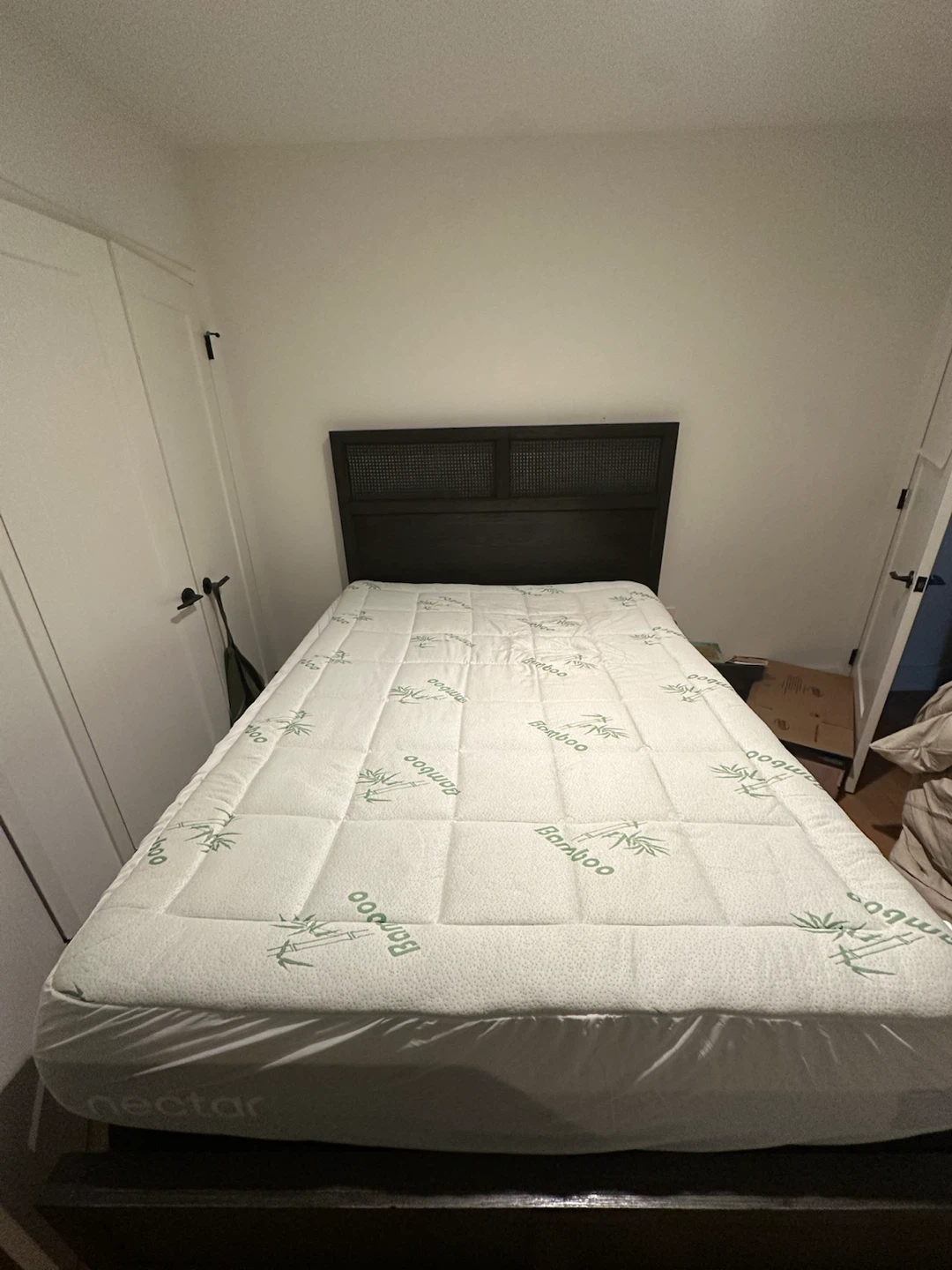 Wooden bed frame + Mattress & bamboo Topper