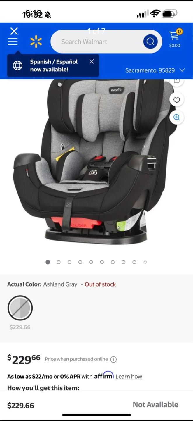 Evenflo Ashland Gray Car Seat