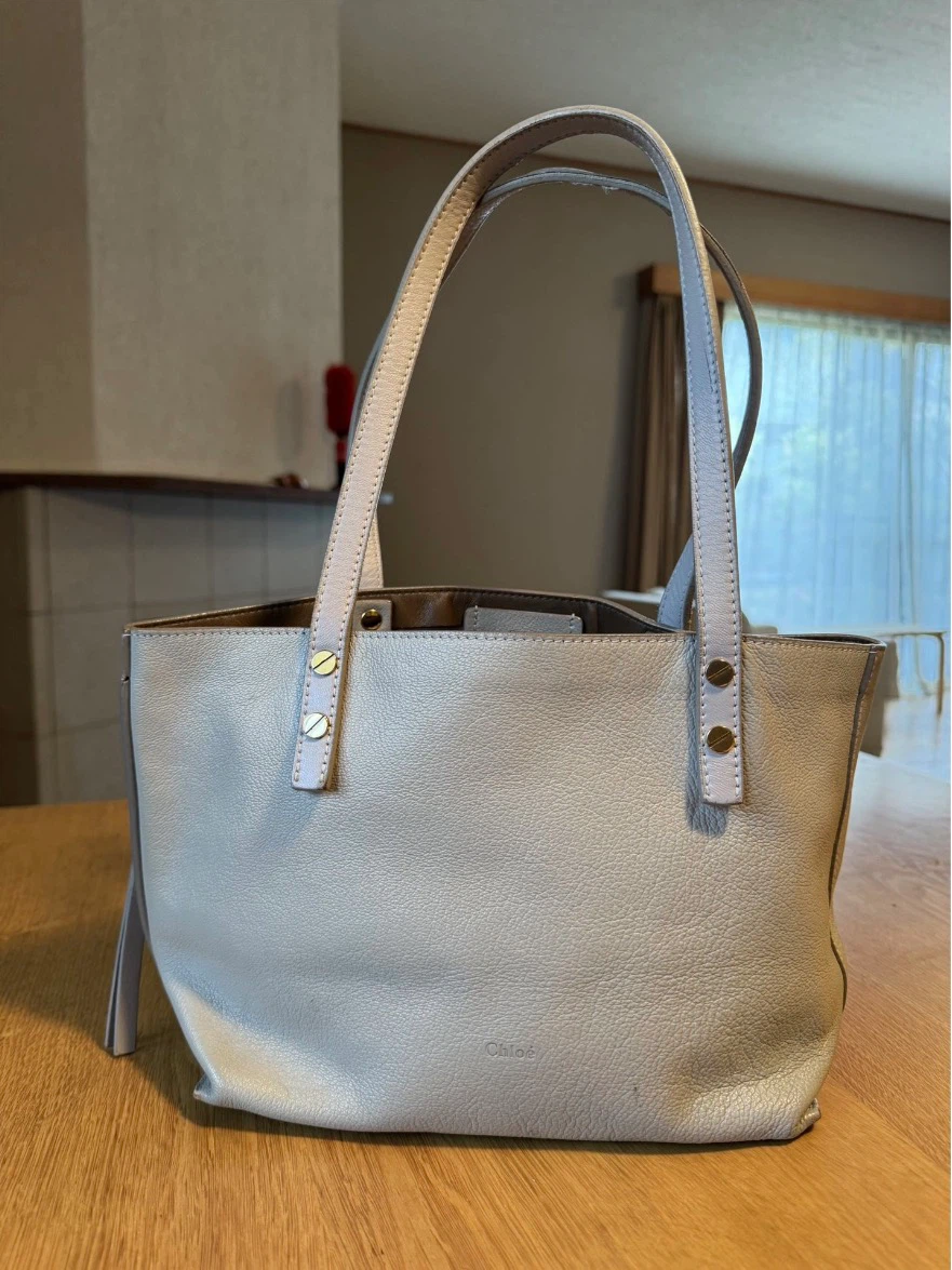 Chloé Light Grey Leather Tote Bag