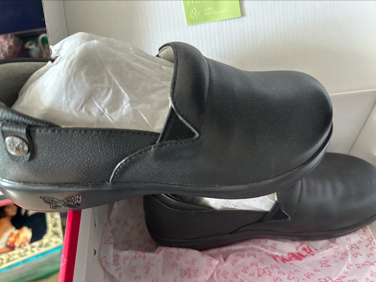 Alegria Black Leather Slip-On Shoes - photo 2