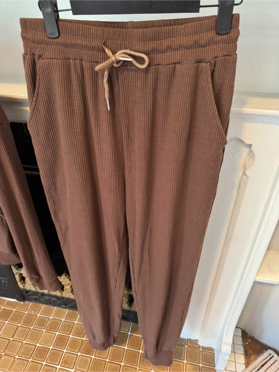Chocolate Brown Ribbed Quarter Zip & Jogger Matching Set Size M - photo 3