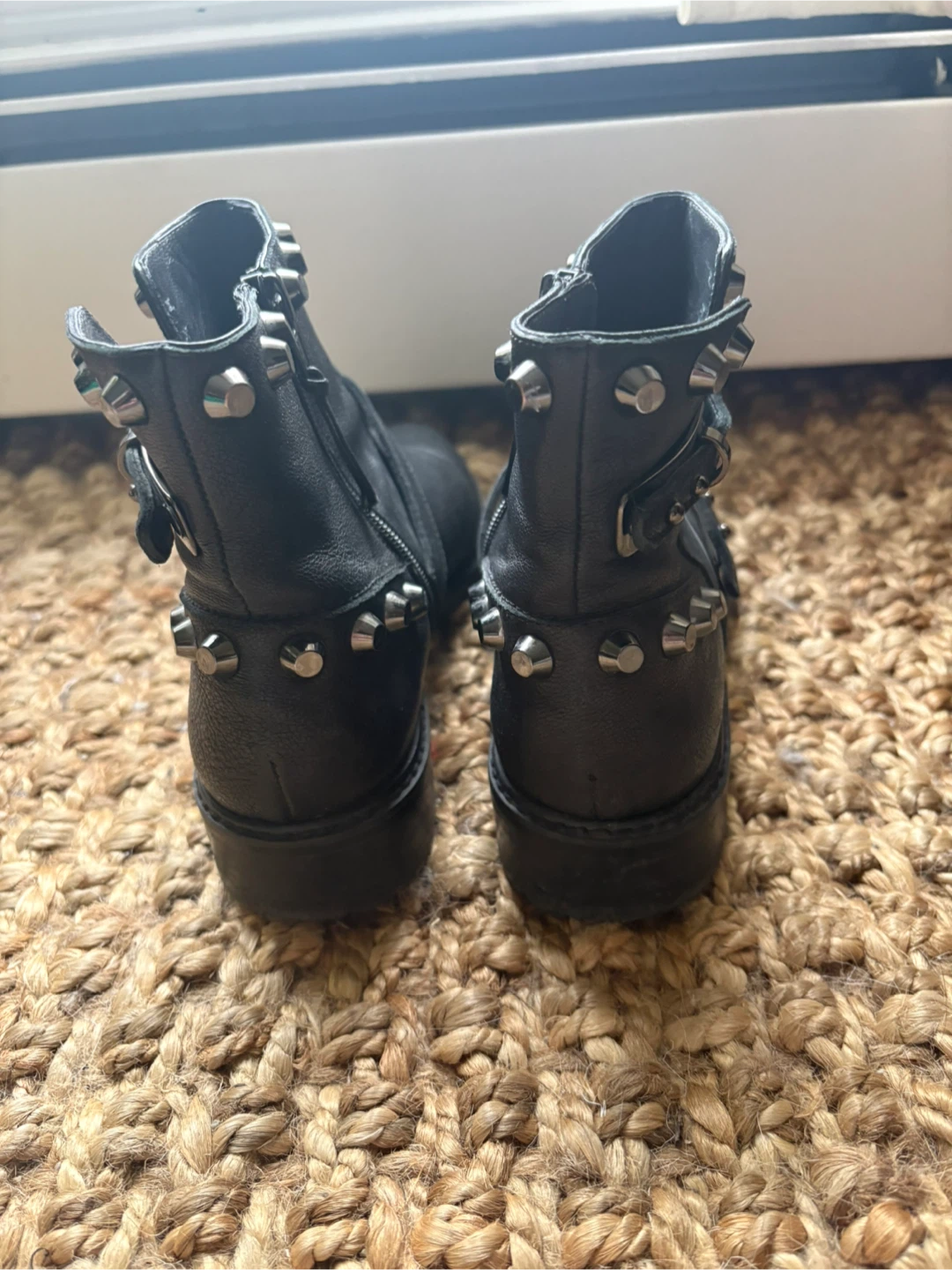Stuart Weitzman Black Leather Studded Ankle Boots - photo 4