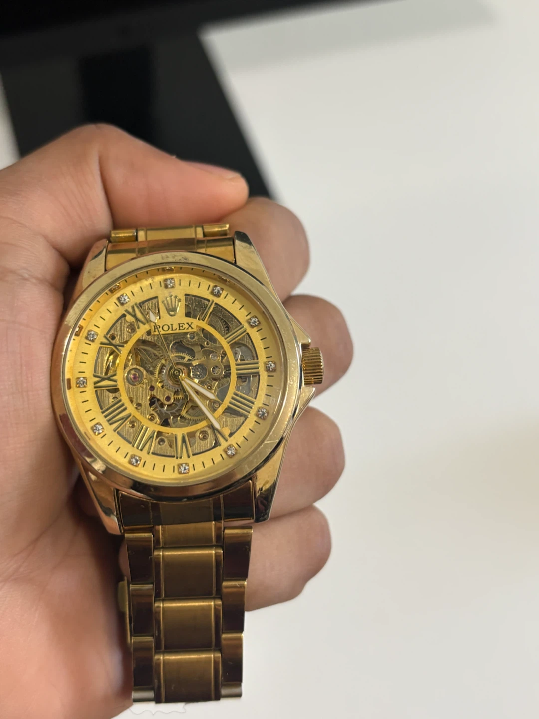 Gold-Tone Skeleton Wristwatch