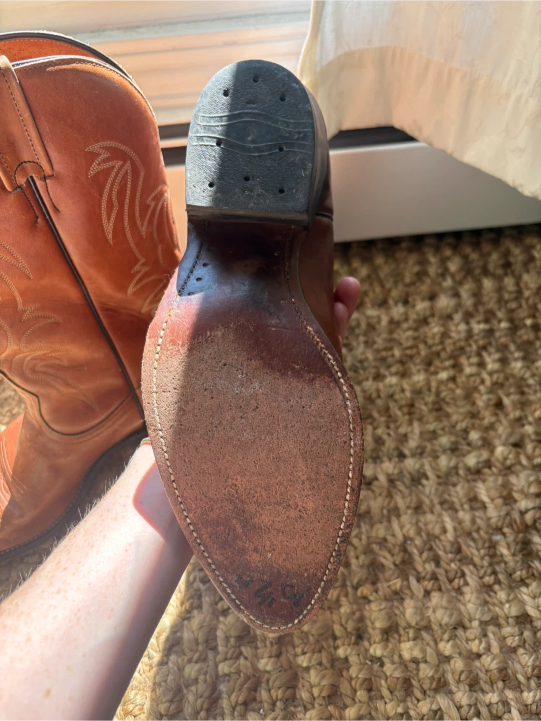 Men’s Tan Leather Cowboy Boots - photo 4