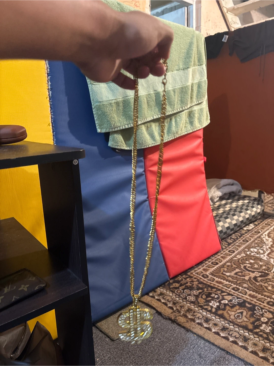 Gold-tone Dollar Sign Pendant Necklace