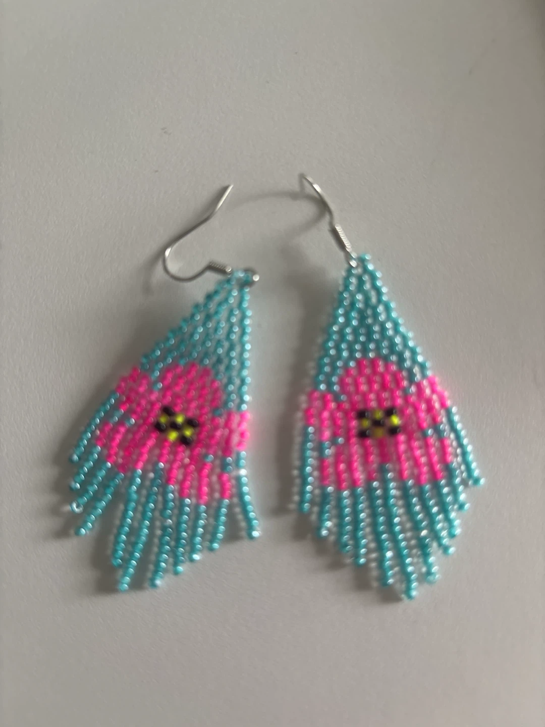 Beaded Flower Fringe Earrings