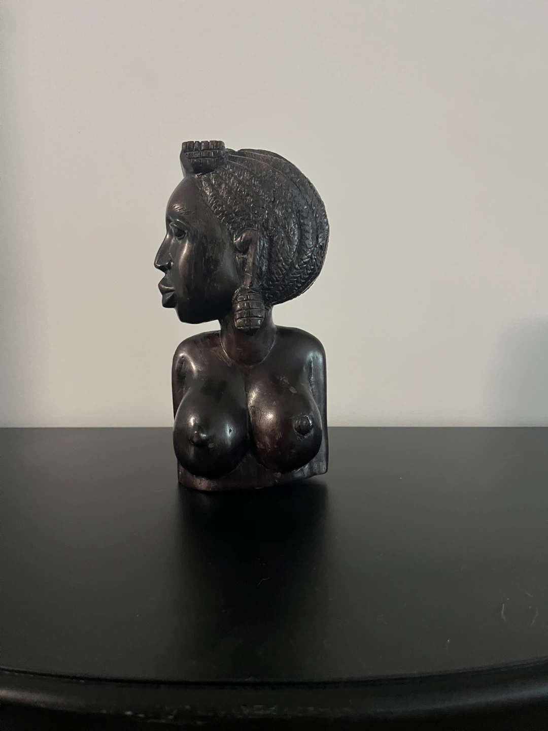 Hand-Carved Wooden Bust Sculpture