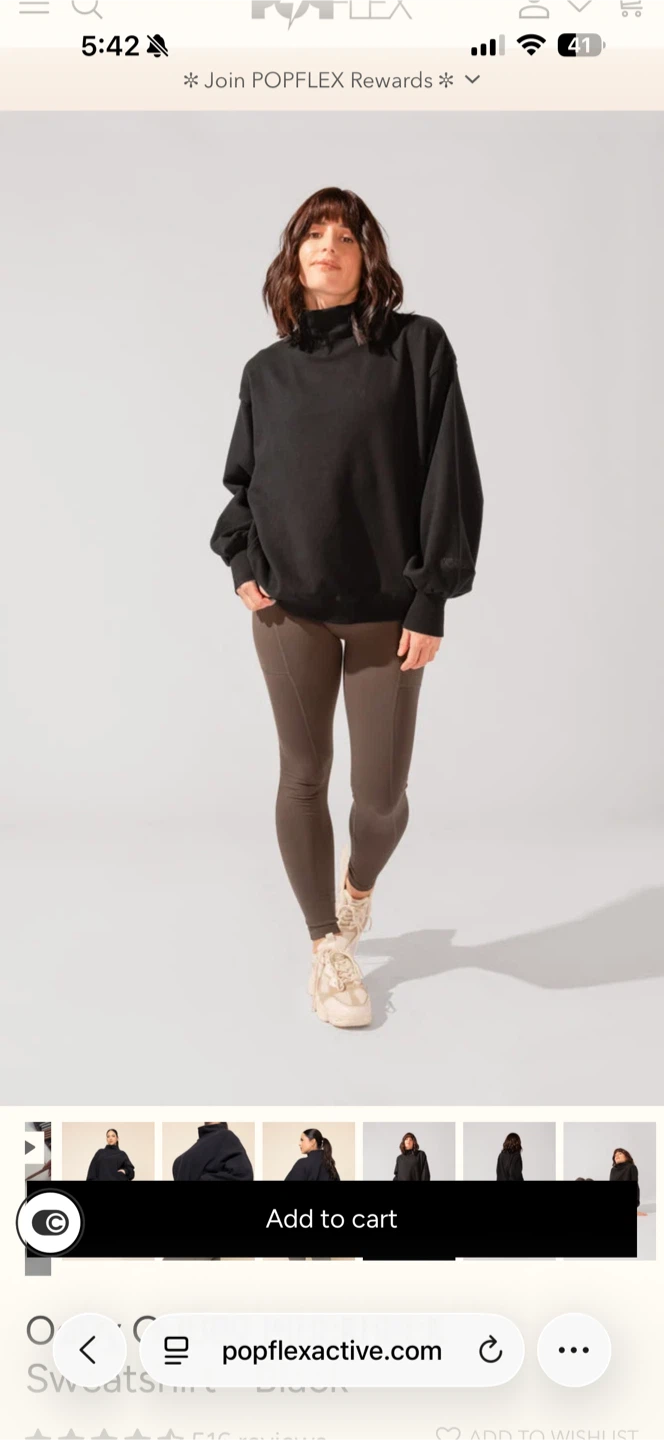 POPFLEX Black Mock Neck Sweatshirt size L/XL - photo 2