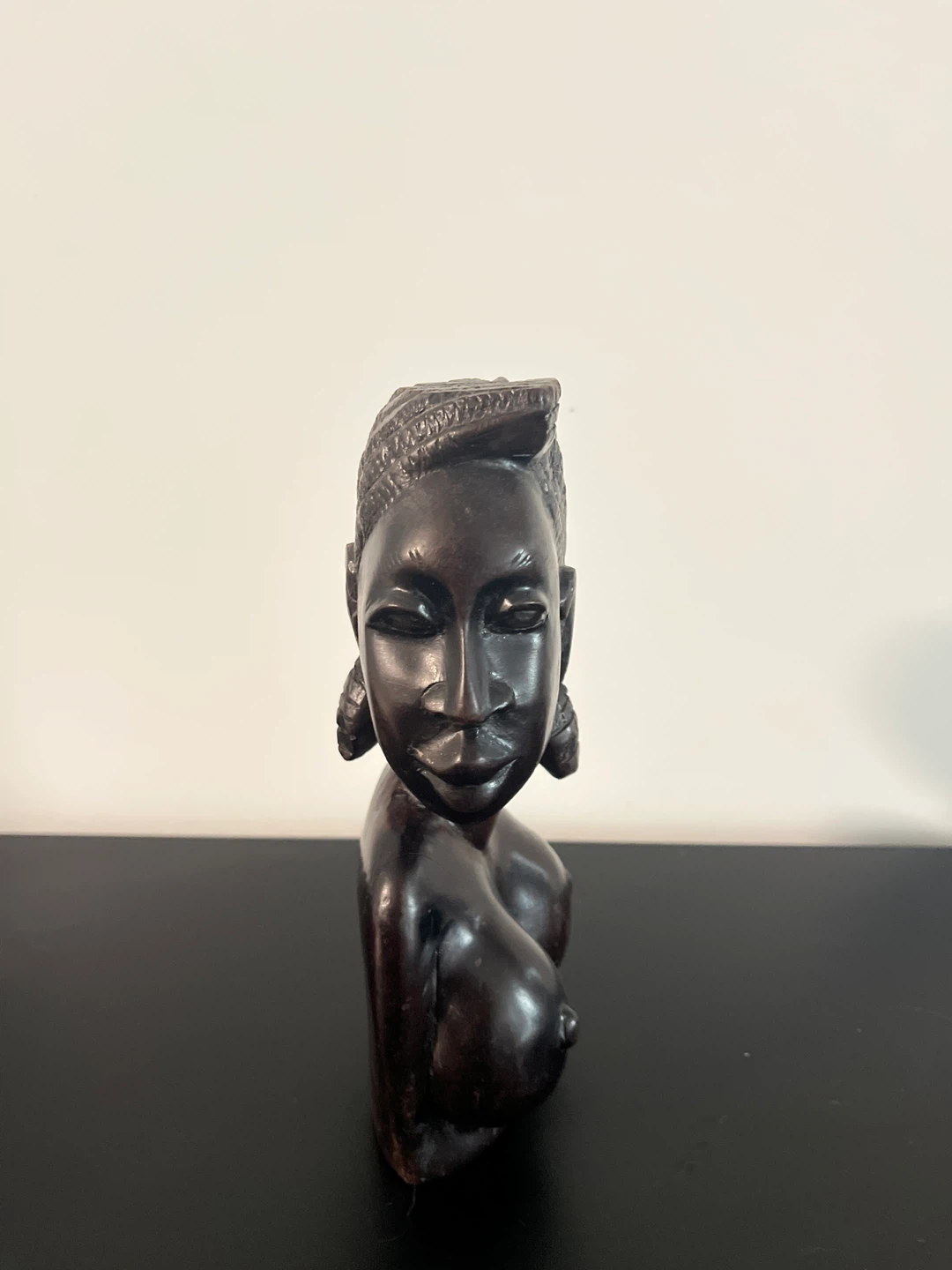 Hand-Carved Wooden Bust Sculpture - photo 2