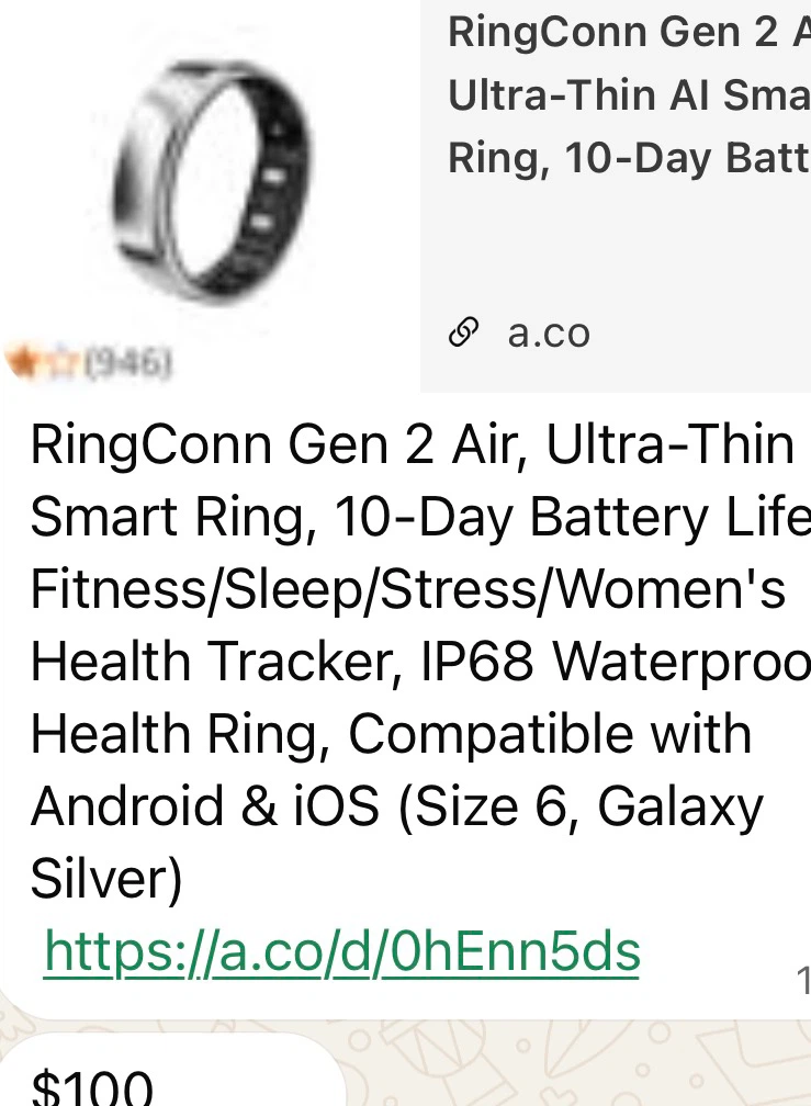 RingConn Gen 2 Air Smart Ring - Size 6, Galaxy Silver - photo 5