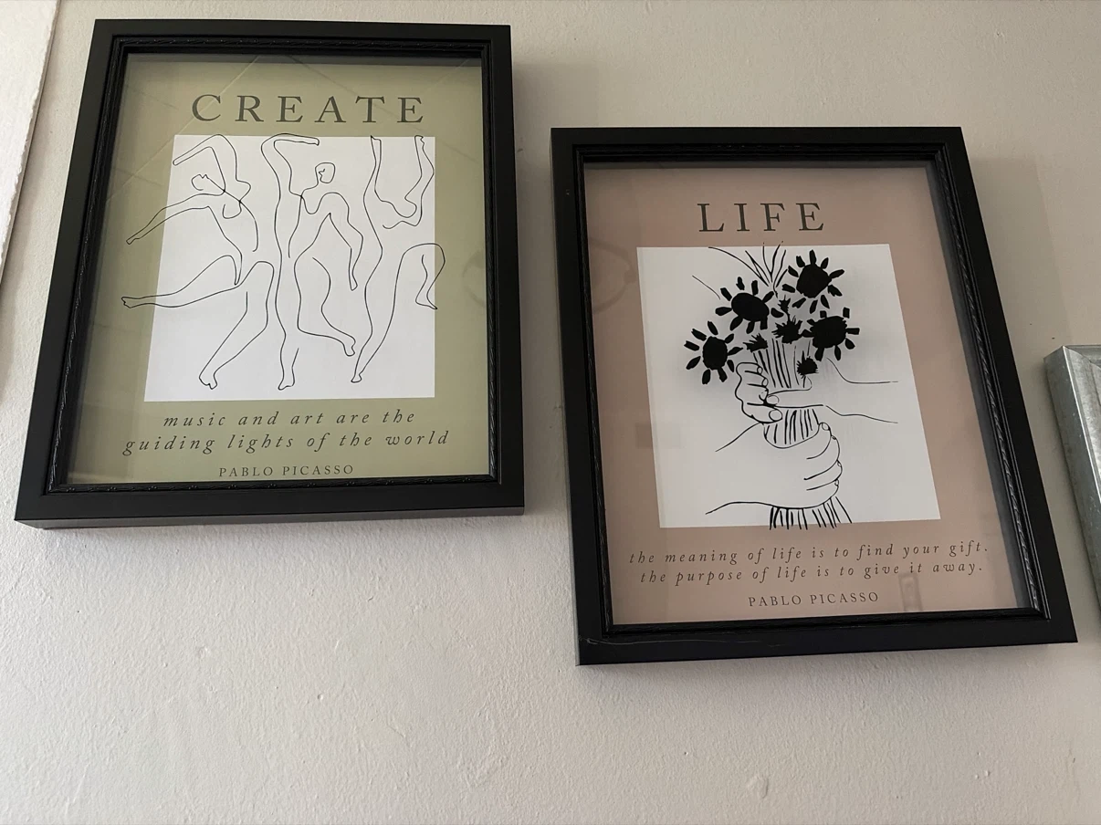 Set of 2 Framed Pablo Picasso Quote Wall Art