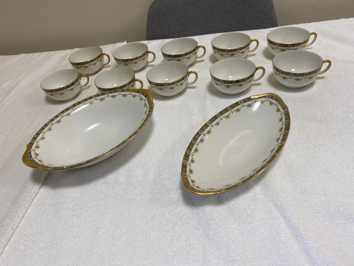 Limoges UC France Tea Cup Set with Serving Dishes - photo 3