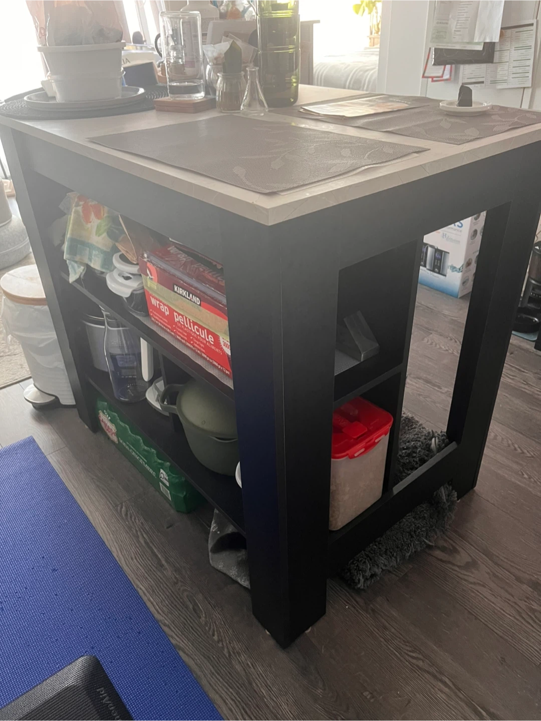 Black Kitchen Island with Open Storage - photo 4