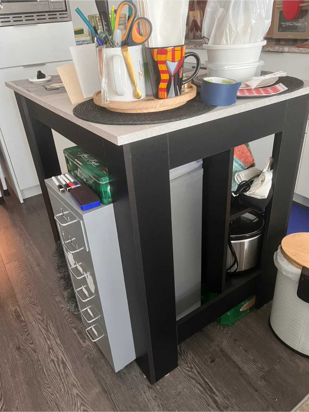 Black Kitchen Island with Open Storage - photo 5