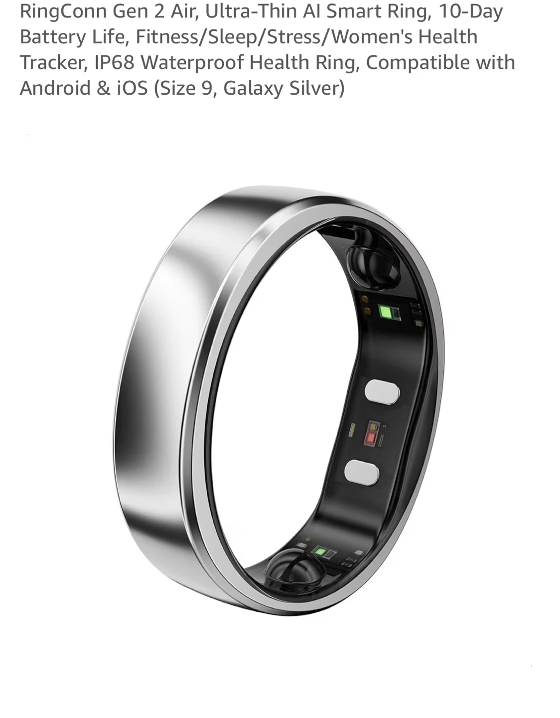 RingConn Gen 2 Air Smart Ring - Galaxy Silver - Size 9 - photo 5