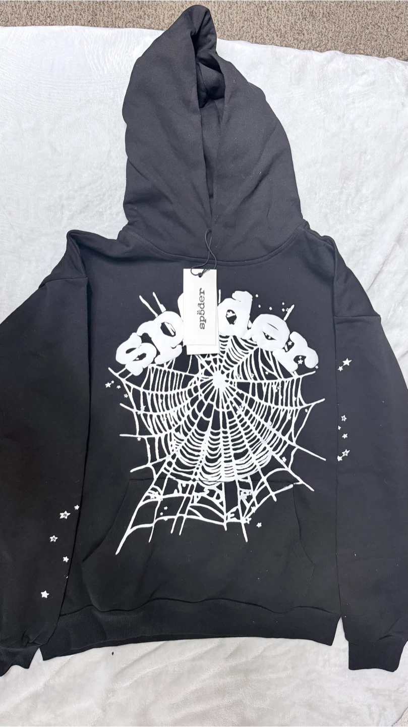 Spider Black Hoodie Spiderweb Graphic - photo 3