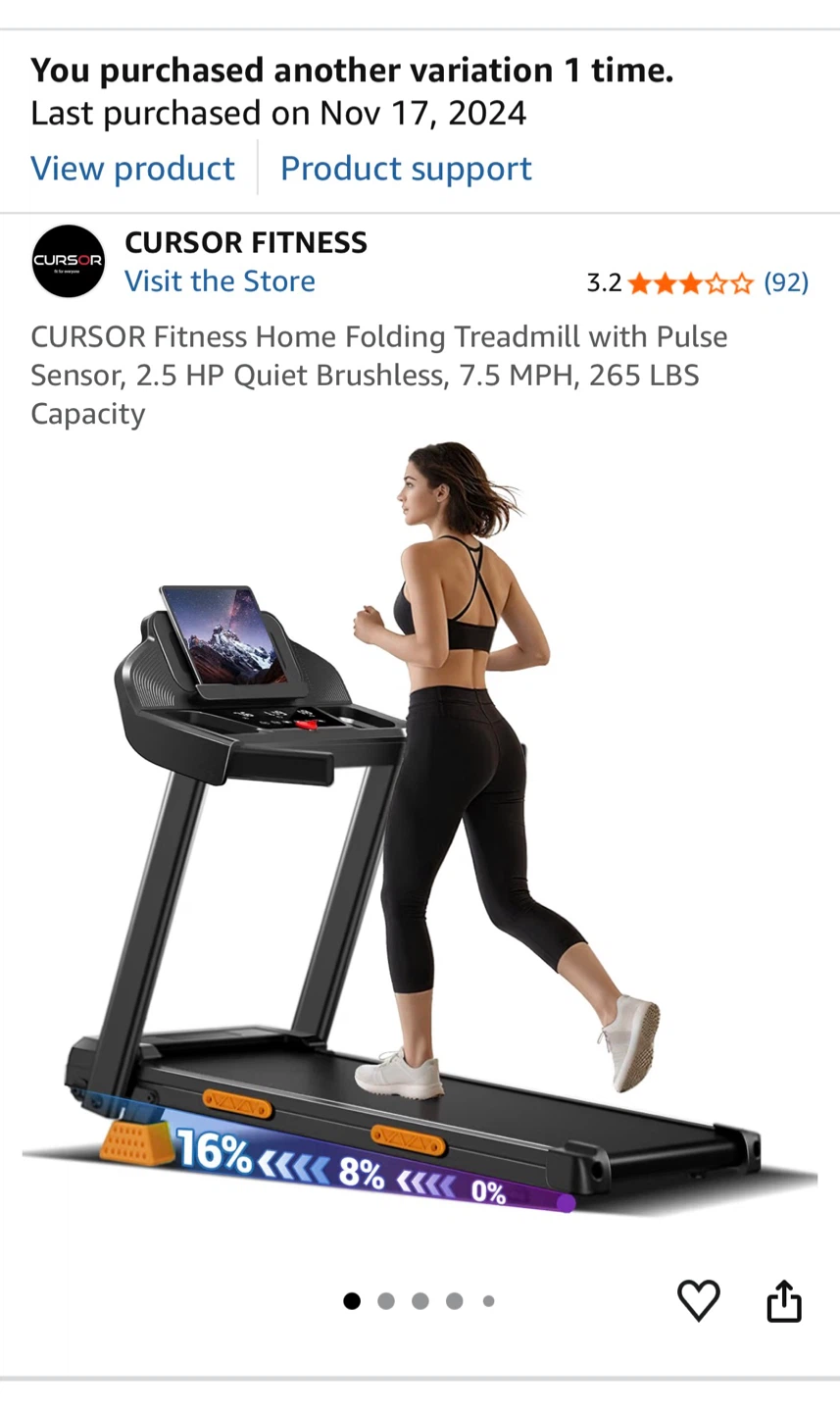 CURSOR Fitness Home Folding Treadmill