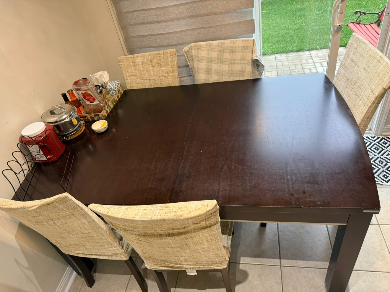 Dark Brown Dining Table with 5 chairs