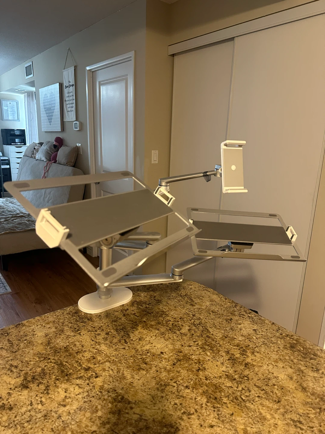 OL-30T Aluminum 3 in 1 Dual Arm 10-17 Inch Laptop Stand +14”Tab