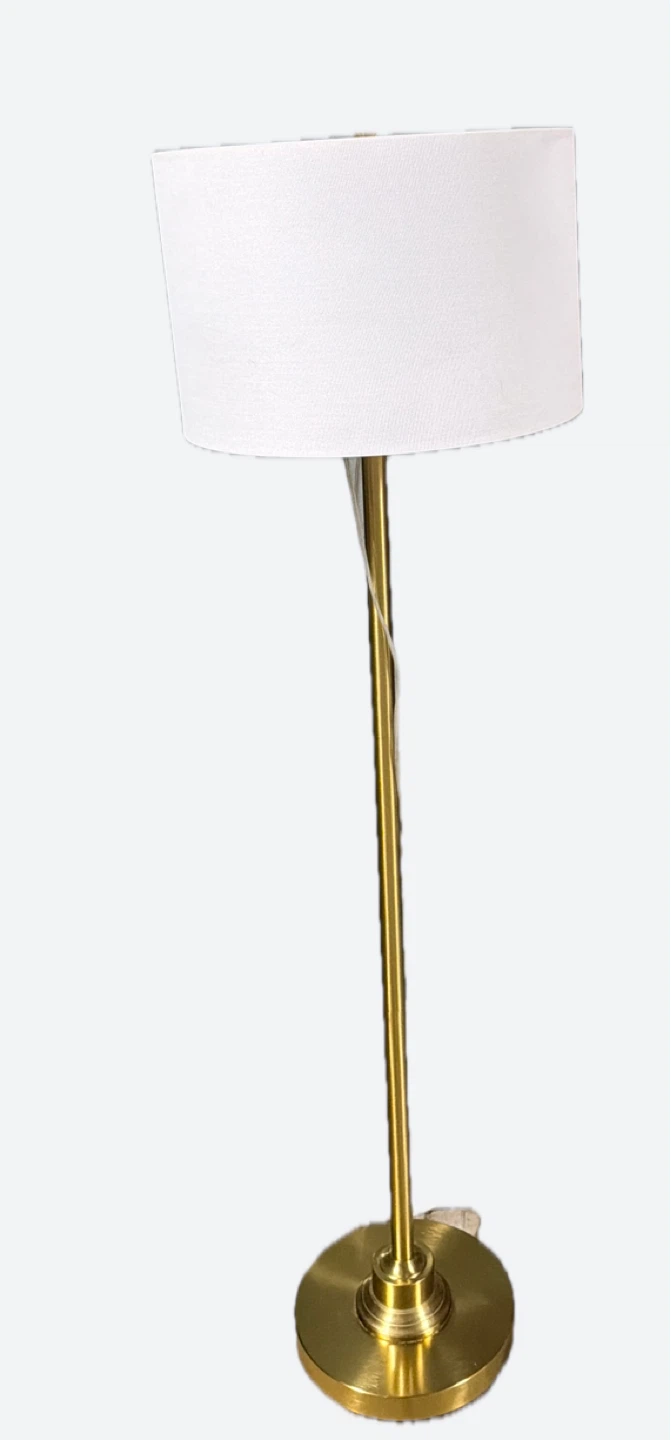 Gold Floor Lamp with White Shade