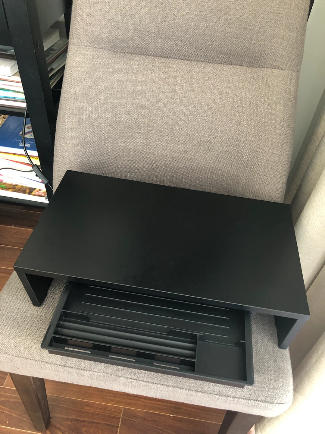 Black Monitor Stand with Drawer