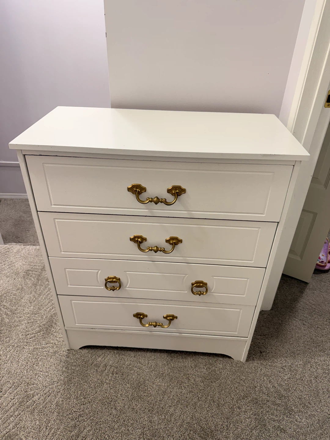 White 4-Drawer Dresser with Gold Handles - photo 2