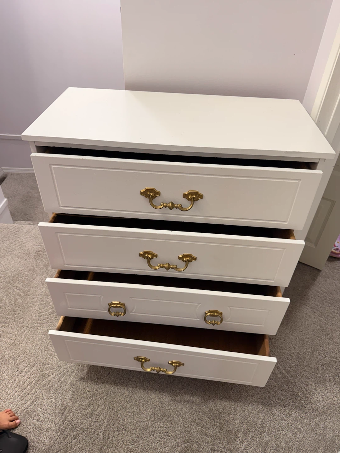 White 4-Drawer Dresser with Gold Handles - photo 3