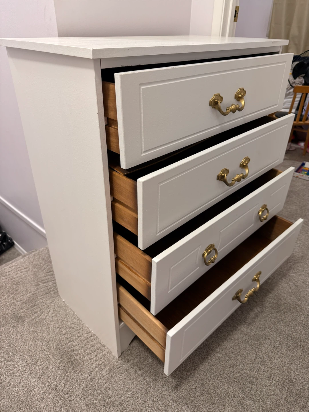White 4-Drawer Dresser with Gold Handles - photo 4