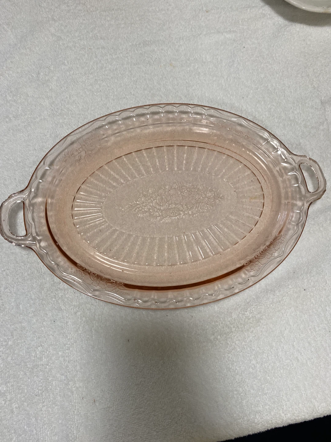 Pink Depression Glass Oval Serving Platter