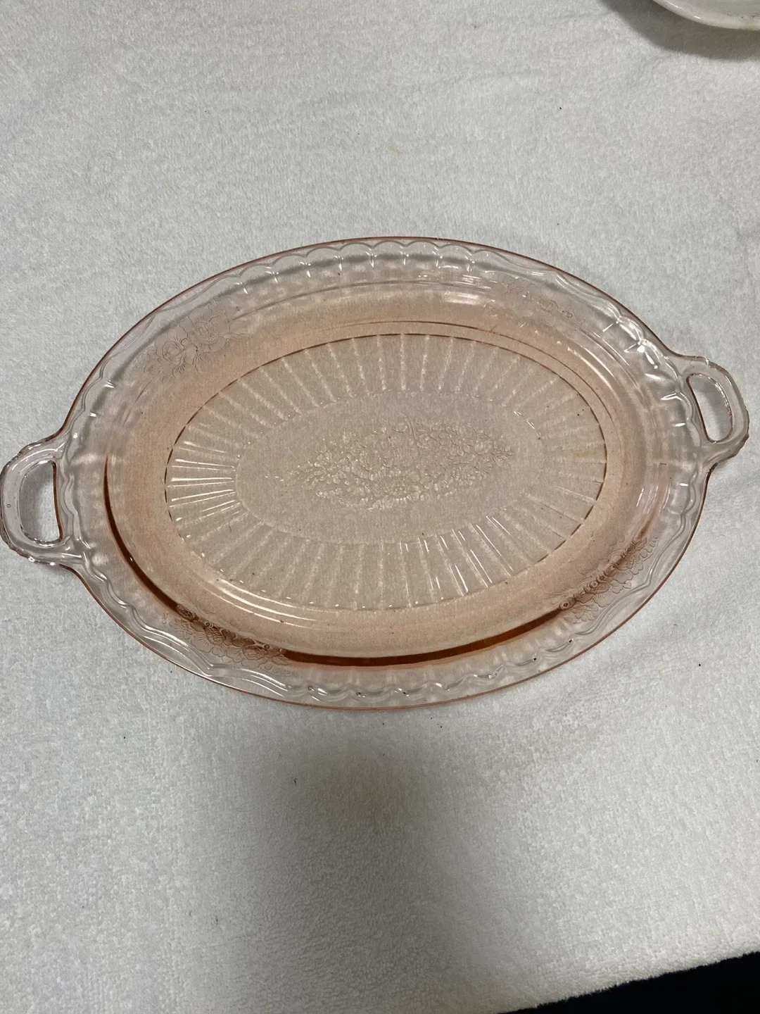 Pink Depression Glass Oval Serving Platter